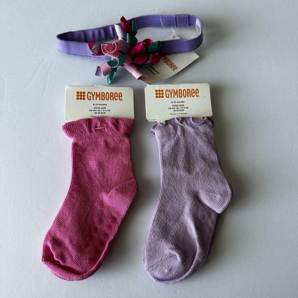 NWT Gymboree Socks Headband Lot 6-12 Months Pink Lilac 2014